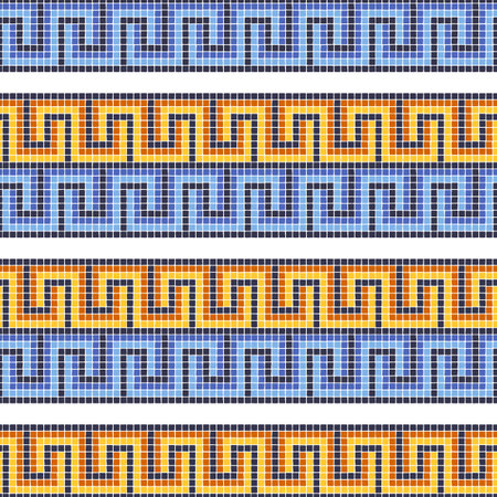 Ancient geometric mosaic seamless pattern. Decorative antique stone ornament. Abstract antique texture.のイラスト素材