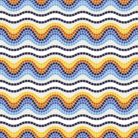 Ancient mosaic wave seamless pattern. Decorative antique stone ornament. Abstract antique texture.のイラスト素材