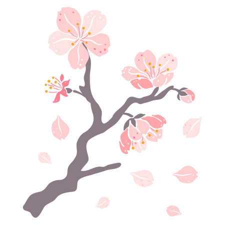 Illustration of sakura branch. beautiful decorative plant. natural image.のイラスト素材