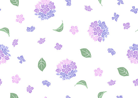 Seamless pattern with hydrangea flowers. beautiful decorative plants. natural background.のイラスト素材