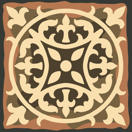 Ancient ceramic tile pattern. Wall or floor texture. Decorative antique stone ornament. Abstract antique texture.のイラスト素材