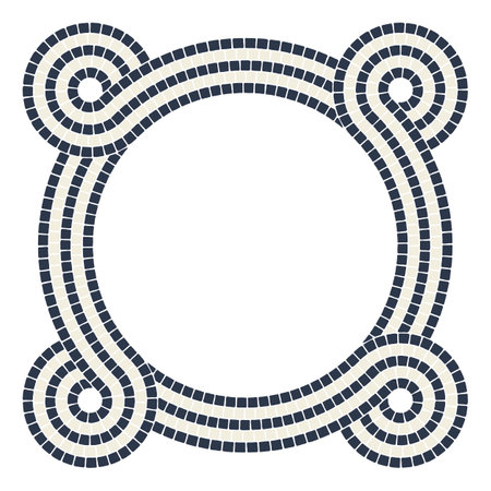 Ancient interweaving mosaic decorative element. Decorative antique stone ornament. Abstract antique texture.のイラスト素材