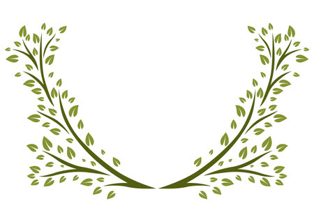Sprigs with green leaves design element. Decorative plants.のイラスト素材