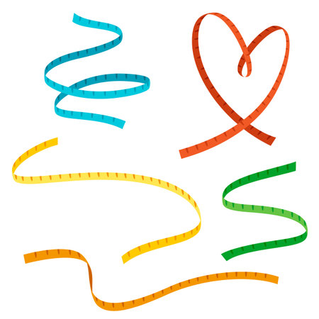 Set of measuring tape. Images for body measurements.のイラスト素材