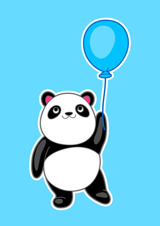 Cute illustration of little panda. Funny animal character in cartoon style.のイラスト素材