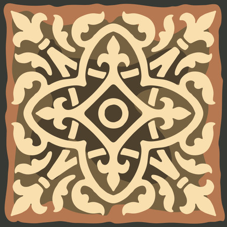 Ancient ceramic tile pattern. Wall or floor texture. Decorative antique stone ornament.のイラスト素材