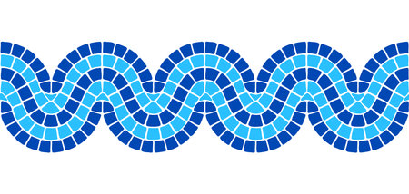 Ancient geometric mosaic seamless border. Decorative antique stone ornament.のイラスト素材