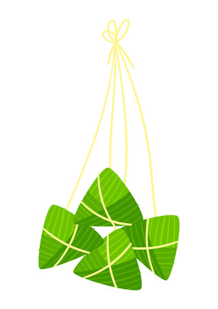 Wrapped rice dumplings. Duanwu holiday. Chinese Dragon Boat Festival traditional food.のイラスト素材