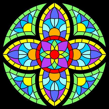 Stained-glass window in gothic style. Medieval mosaic tile texture.