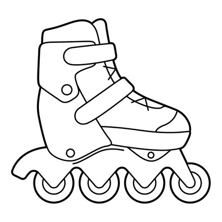 Illustration of roller skate. Monochrome cute icon. Creative fun symbol in cartoon style.のイラスト素材