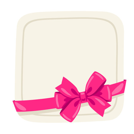 Background with pink satin gift bow. Card decoration and design with ribbon.のイラスト素材