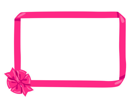Background with pink satin gift bow. Card decoration and design with ribbon.のイラスト素材