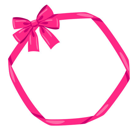 Background with pink satin gift bow. Card decoration and design with ribbon.のイラスト素材
