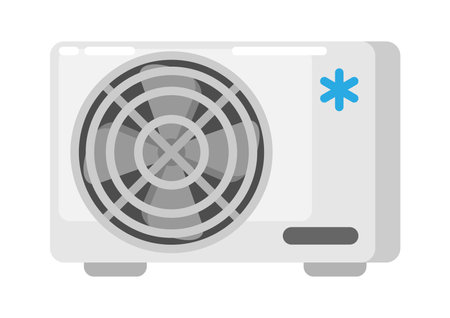 Illustration of outdoor box air conditioner. Icon or image for construction industry and business.のイラスト素材