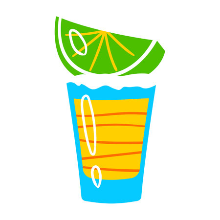 Mexican tequila. Traditional national holiday food. Stylized illustration for celebration Cinco de Mayo.のイラスト素材