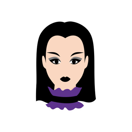 Illustration of girl in gothic style. Dark makeup. Image for holiday and party. Halloween or masquerade.のイラスト素材