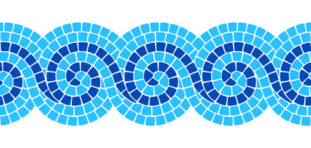 Ancient geometric mosaic seamless border. Decorative antique stone ornament. Abstract antique texture.のイラスト素材