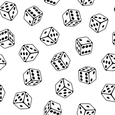 Pattern with playing dice. Game craps image. Casino gambling and betting illustration.のイラスト素材