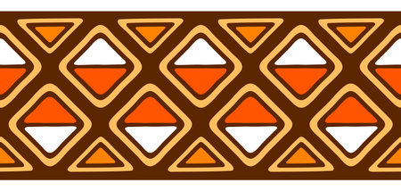 African seamless pattern. Hand stamp printing. Ethnic folk ornament texture.のイラスト素材