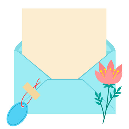 Letter in envelope. Romantic template with decor. Message or note.のイラスト素材