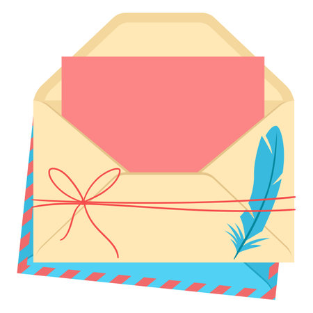 Letter in envelope. Romantic template with decor. Message or note.のイラスト素材