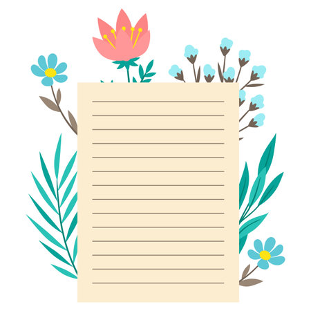 Background with flowers. Romantic template with floral decor. Card or illustration.のイラスト素材