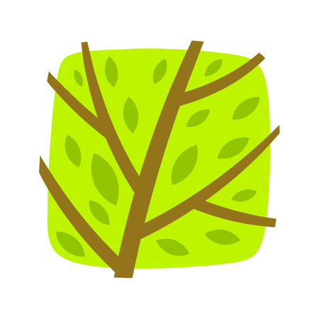 Stylized tree with leaves. Illustration or concept for emblem and design. Natural summer or spring image.のイラスト素材