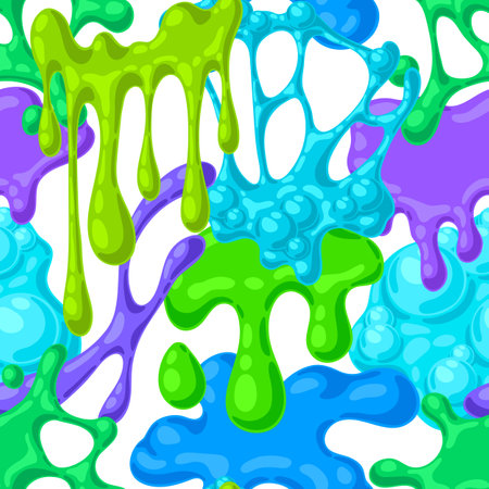 Blots and drips slime pattern. Toxic mucus smudges streaks and blotch. Halloween decoration.のイラスト素材