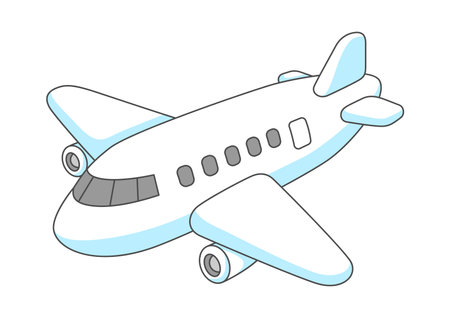 Flying cartoon airplane. Travel illustration and tourism item. Happy journey.のイラスト素材