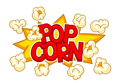 Background with popcorn. Image of snack food in cartoon style. For cinemas and cafes.のイラスト素材
