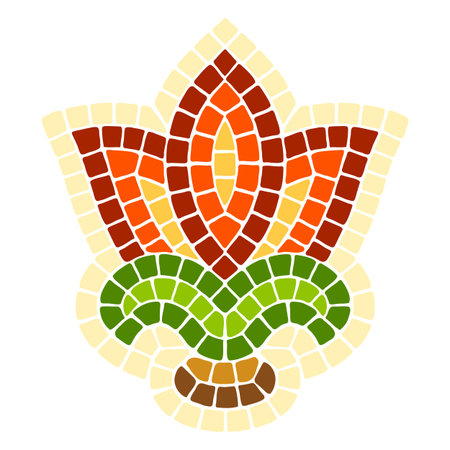 Abstract mosaic flower. Decorative antique stone illustration. Abstract ancient texture.のイラスト素材
