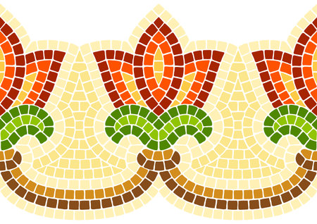 Floral mosaic pattern. Decorative antique stone ornament. Abstract ancient texture.のイラスト素材