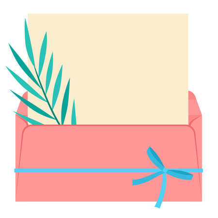 Letter in envelope. Romantic template with decor. Message or note.のイラスト素材
