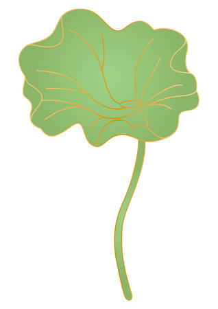 Lotus leaf in oriental style. Chinese and japanese traditional illustration. Linear gold art.のイラスト素材
