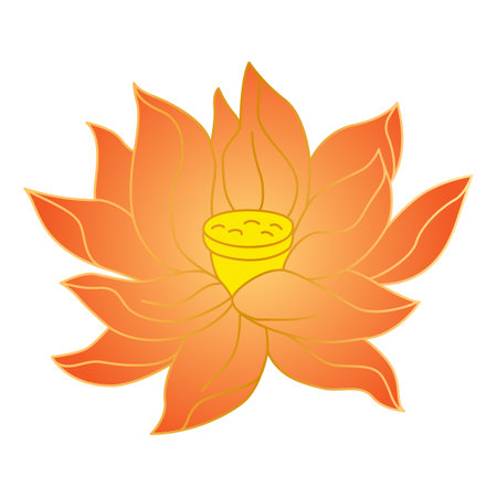 Lotus in oriental style. Chinese and japanese traditional illustration. Linear gold art.のイラスト素材