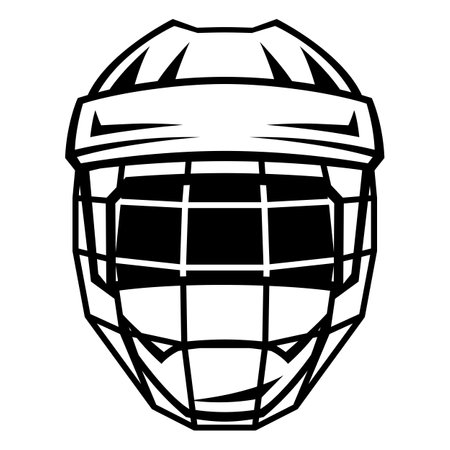 Hockey helmet illustration. Sport club item or symbol. Healthy lifestyle object in cartoon style.のイラスト素材