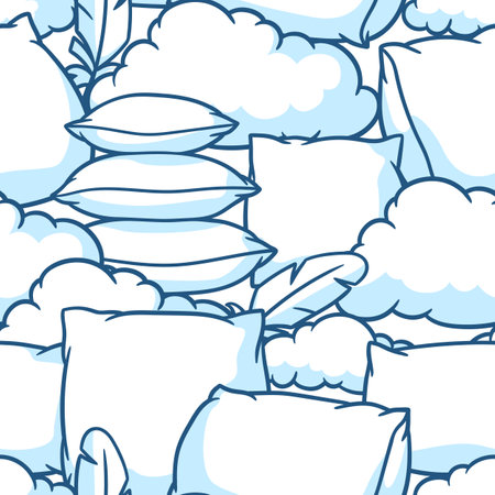 Pattern with pillows. Accessories for sleeping and bedding. Products for advertising and production.のイラスト素材