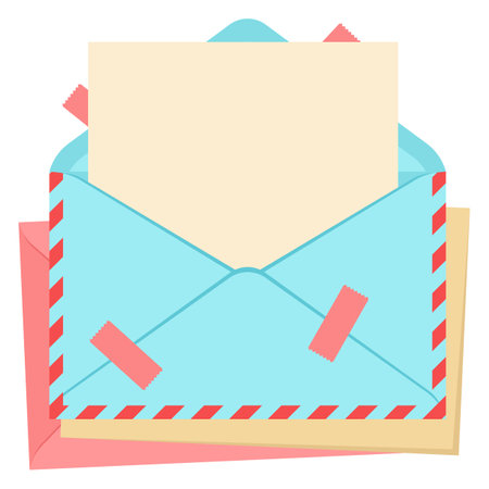 Letter in envelope. Romantic template with decor. Message or note.のイラスト素材