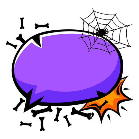 Happy Halloween card. Holiday background with celebration items. Party illustration in cartoon style.のイラスト素材