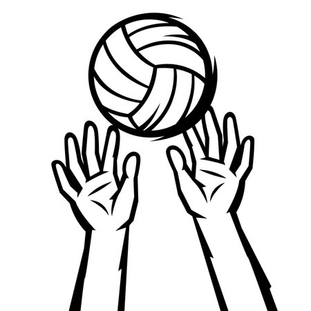 Volleyball ball illustration. Sport club item or symbol. Healthy lifestyle object in cartoon style.のイラスト素材