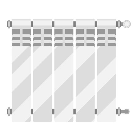 Illustration of heating radiator. Industrial image of plumbing object. Heating system.のイラスト素材