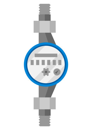 Illustration of water meter. Industrial image of plumbing object. Heating system.のイラスト素材