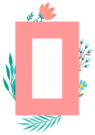 Background with flowers. Romantic template with floral decor. Card or illustration.のイラスト素材