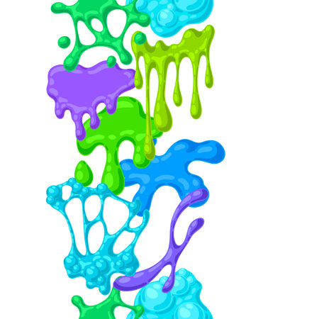 Blots and drips slime pattern. Toxic mucus smudges streaks and blotch. Halloween decoration.のイラスト素材