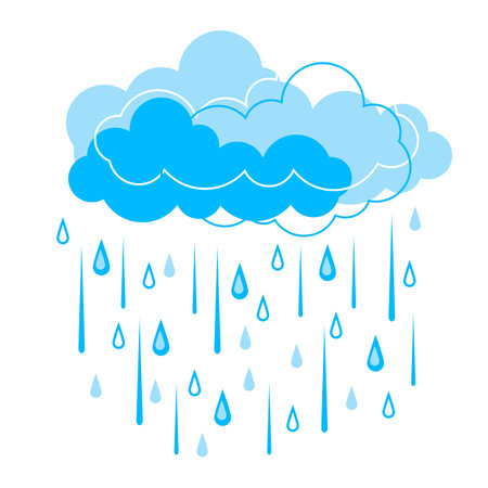Illustration of clouds and rain. Stylized image of rain. Rainy weather.のイラスト素材