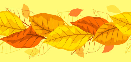 Pattern with autumn leaves. Background with various foliage. Decorative beautiful leaves.のイラスト素材