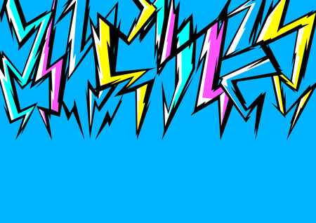 Background with cartoon lightnings. Grunge graffiti stylized image of natural phenomenon. Power or strike.のイラスト素材
