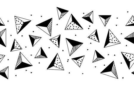 Pattern with origami figures. Abstract geometric background. Monochrome image.