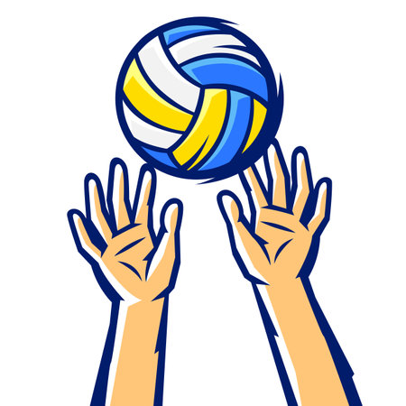 Volleyball ball illustration. Sport club item or symbol. Healthy lifestyle object in cartoon style.のイラスト素材