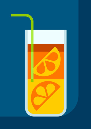 Long island cocktail in glass. Alcoholic drink illustration. Image for restaurants and bars.のイラスト素材